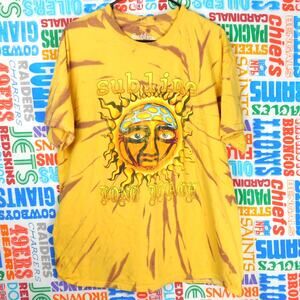Sublime Sun Face Graphic Tie Dye T Shirt Size L Yellow Long Beach